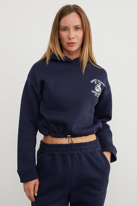 3 Yarn Teddy Bear Embroidered Hooded Jogger Tracksuit Set - MALLTURK