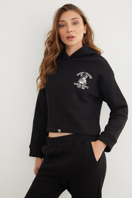 3 Yarn Teddy Bear Embroidered Hooded Jogger Tracksuit Set - MALLTURK
