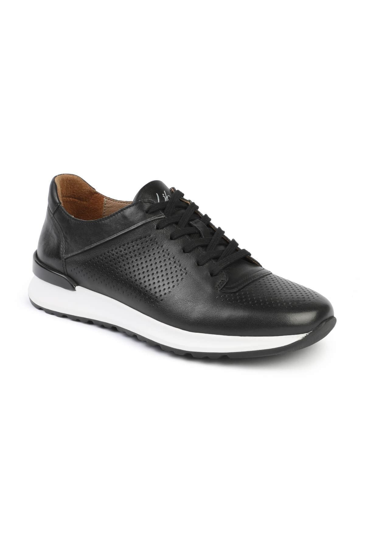 3045 Black White Genuine Leather Men's Shoes - MALLTURK