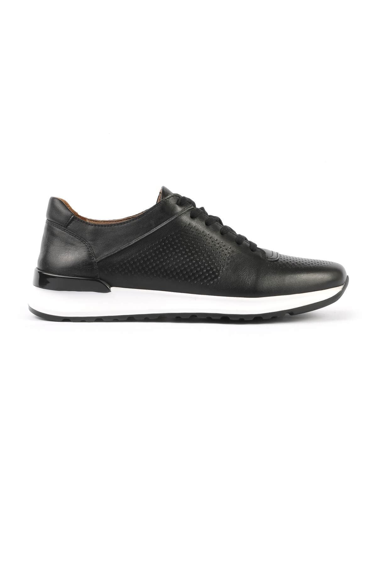 3045 Black White Genuine Leather Men's Shoes - MALLTURK