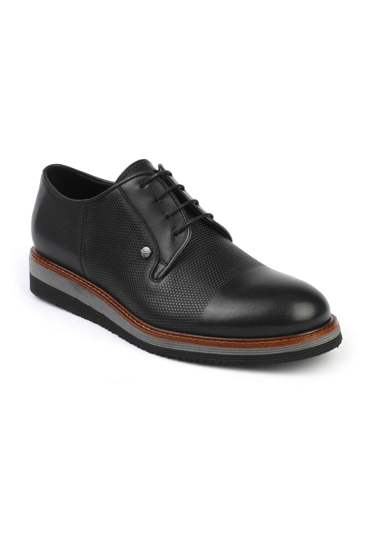 3052 Black Leather Eva Flat Sole Men's Classic Oxford Shoes - MALLTURK