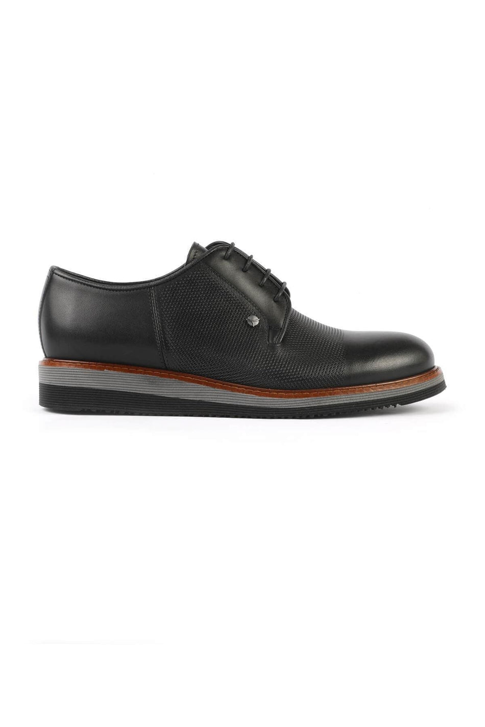 3052 Black Leather Eva Flat Sole Men's Classic Oxford Shoes - MALLTURK