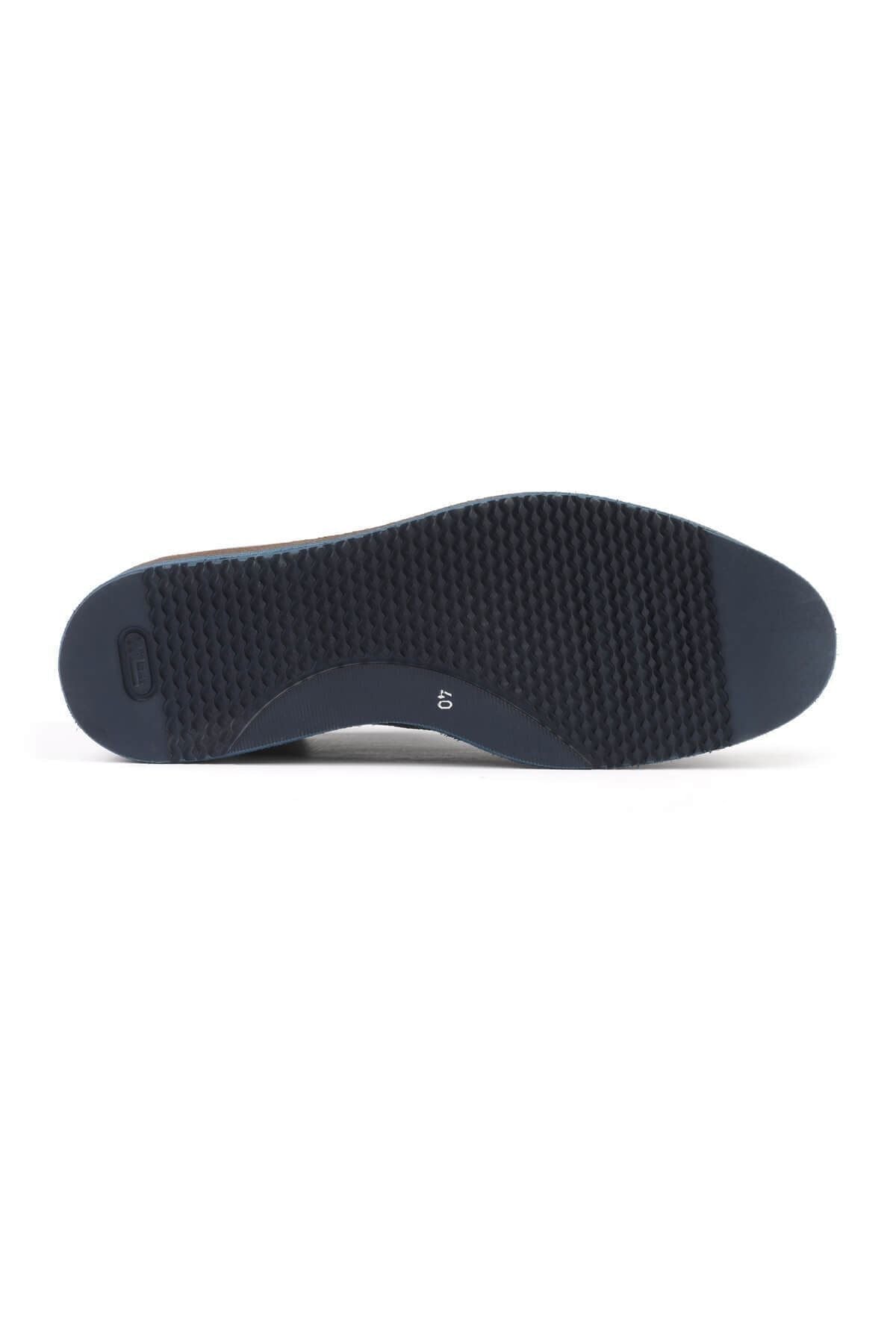 3052 Navy Blue Leather Eva Flat Sole Men's Classic Oxford Shoes - MALLTURK