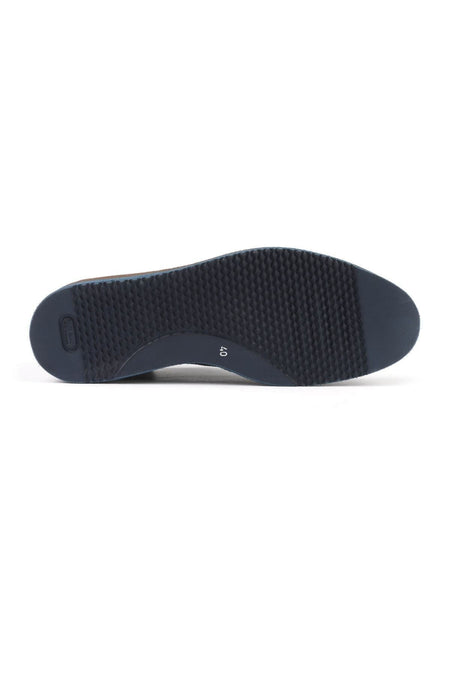3052 Navy Blue Leather Eva Flat Sole Men's Classic Oxford Shoes - MALLTURK