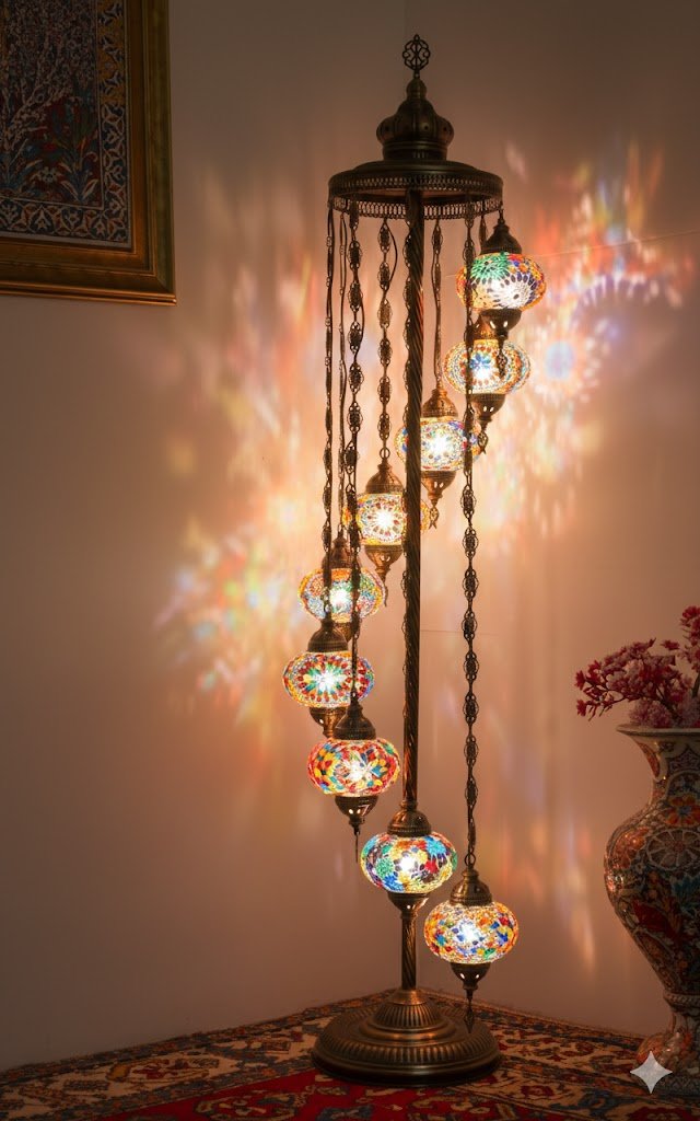 Turkish Mosaic Floor Lamp – 9 Globe - MALLTURK