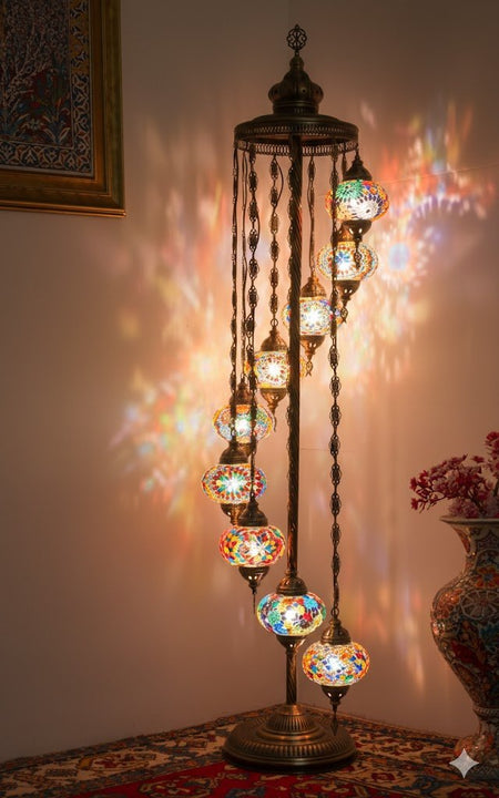 Turkish Mosaic Floor Lamp – 9 Globe - MALLTURK