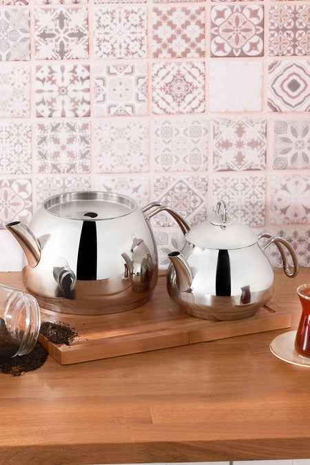 Emsan Helis Midi Stainless Steel Teapot Set - MALLTURK