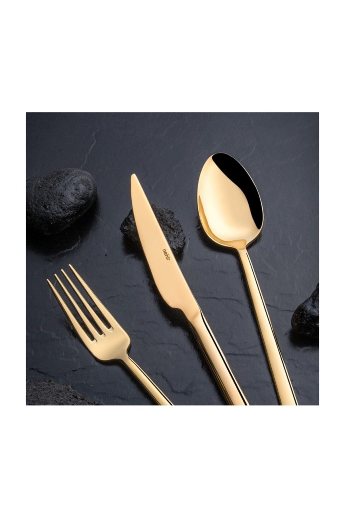 Nehir dalyan 24 ayar tam Plain Gold Plated 89 Piece deri Boxed Flatware Set - MALLTURK