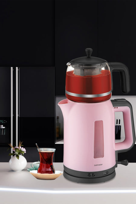 GoldMaster Daisy Pink 2200 Watt Tea Maker and Water Heater with Glass Teapot - MALLTURK