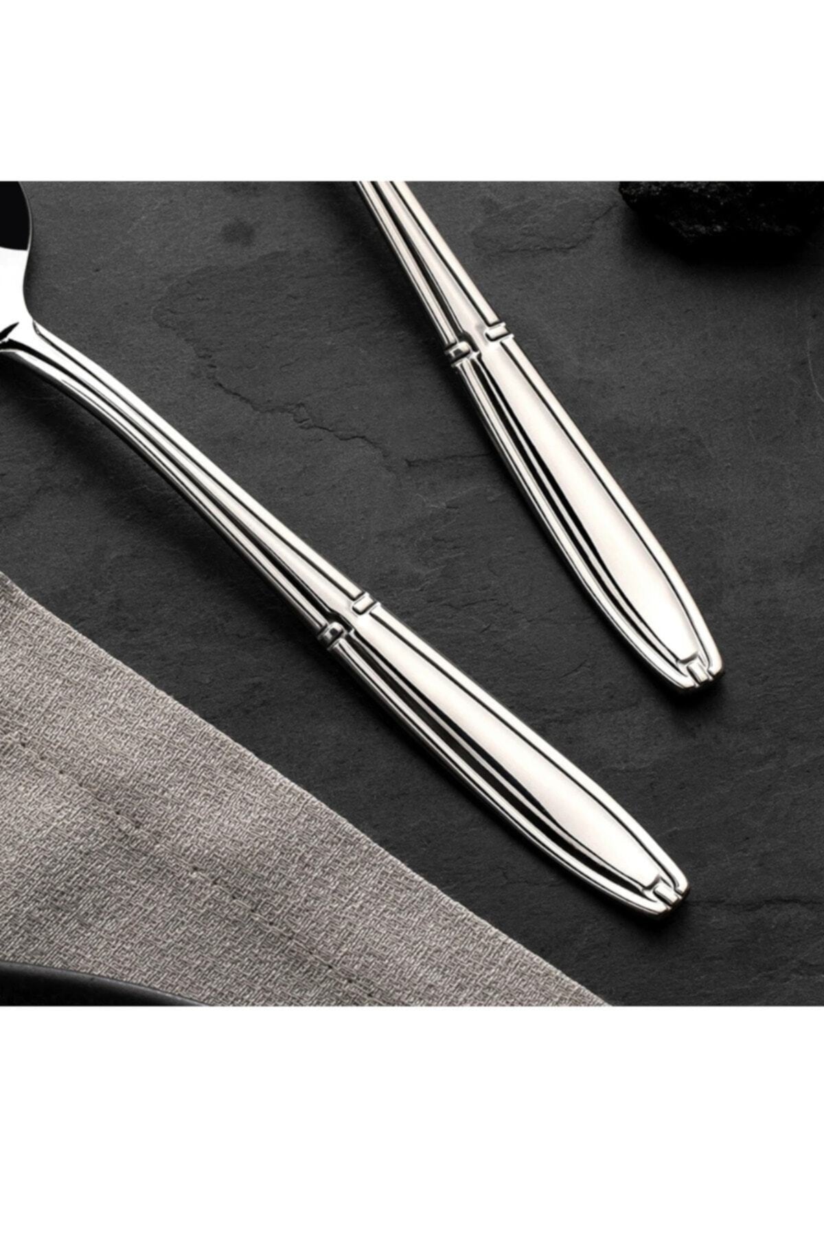 Nehir Plain parlak bicaksiz Fork Spoon Set servis setli 66 Piece 12 Place Setting - MALLTURK