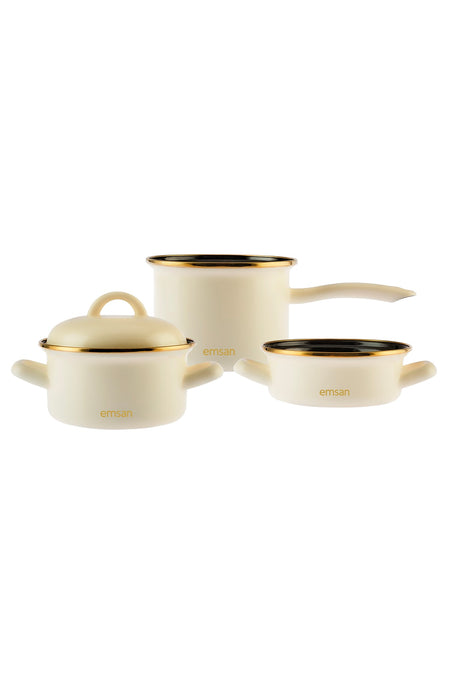 Emsan Tosca 3'lu Midi Cookware Set Ekru