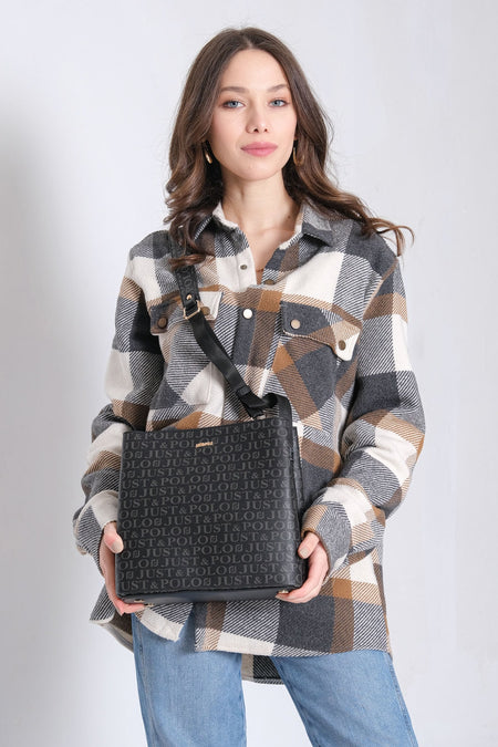 Just Polo Women's Hand and Shoulder Color Black Bag - MALLTURK