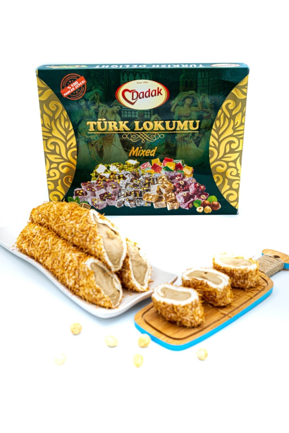 Dadak Turkish Delight and kuruyemis kadayif Coated Hazelnut Cream Turkish Delight 500gram - MALLTURK