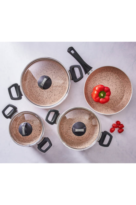 Emsan Oasis Pro 7 Piece Granite Cookware Set Cappuccino - MALLTURK