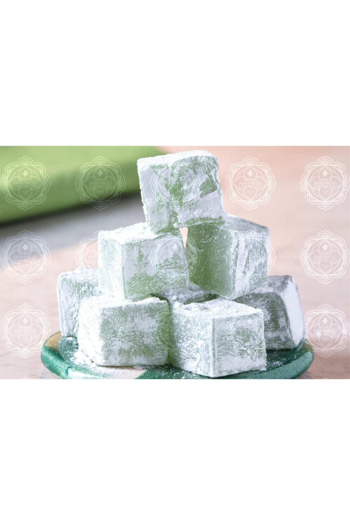 MESHUR safranbolu lokumcusu Powdered Sugar Mint Flavored Turkish Delight 1 kg - MALLTURK