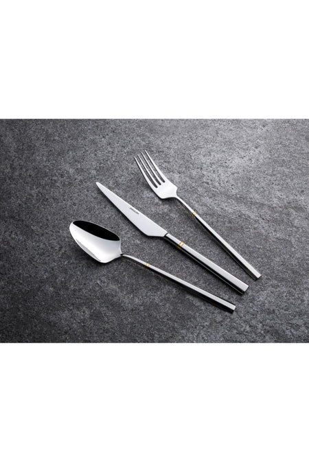 Emsan prime penta gold 84 12 Place Setting Piece Flatware Set luks Boxed - MALLTURK