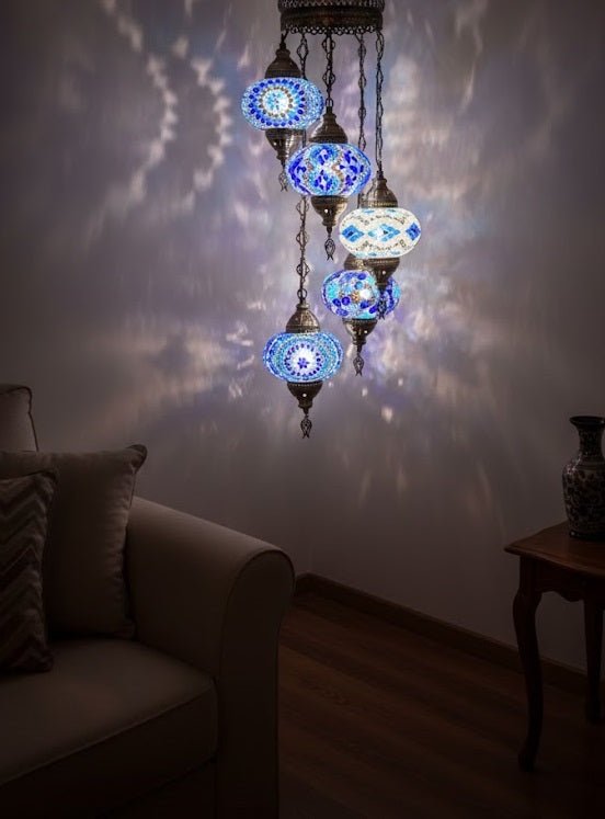 Turkish Mosaic Chandelier – 5 Globe - MALLTURK