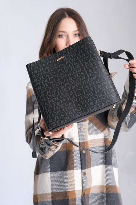 Just Polo Women's Hand and Shoulder Color Black Bag - MALLTURK