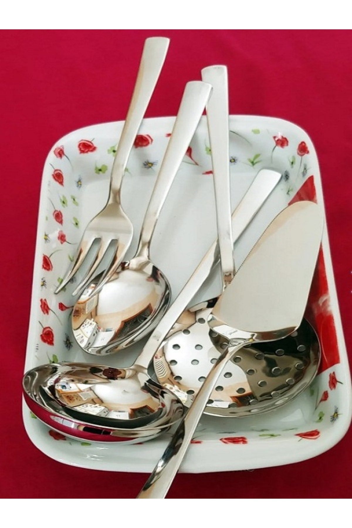 Nehir dalyan Plain 7 Piece Serving Utensil Set - MALLTURK
