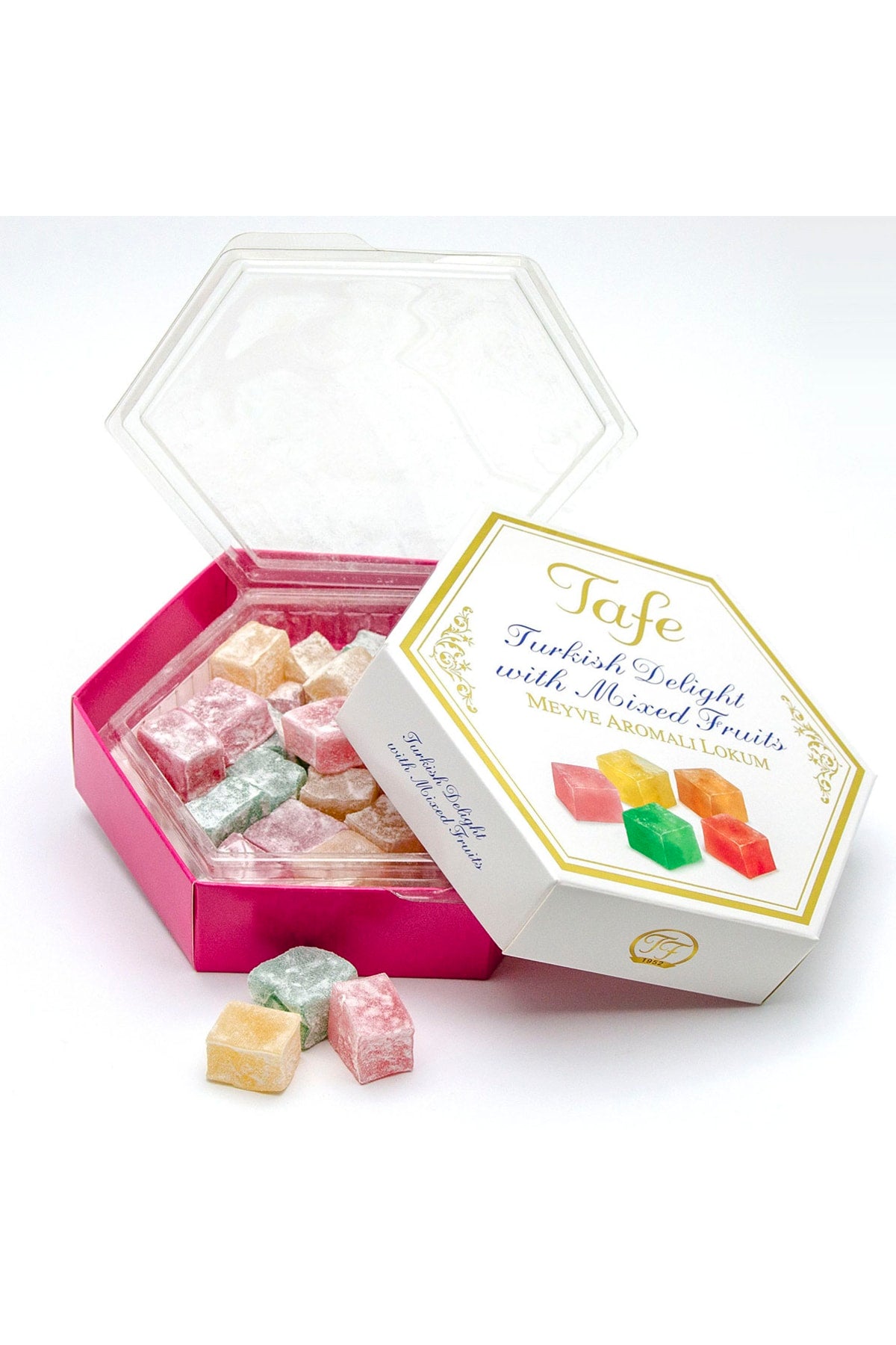 TAFE Turkish Delight 3 lu Pack Pistachio Hazelnut and Assorted Fruit Flavored altigen kutu - MALLTURK