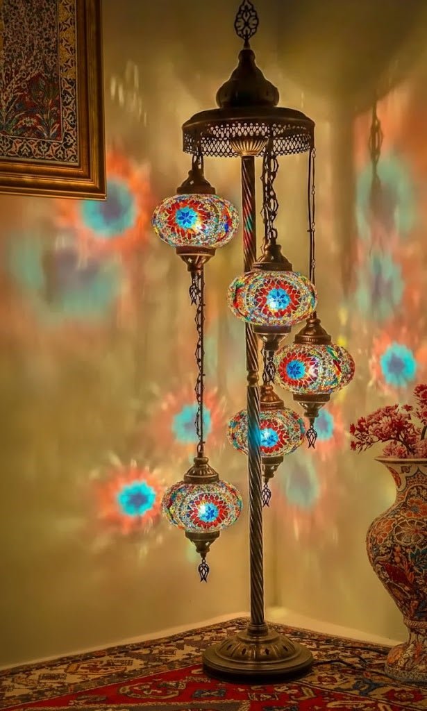 Turkish Mosaic Floor Lamp – 5 Globe - MALLTURK