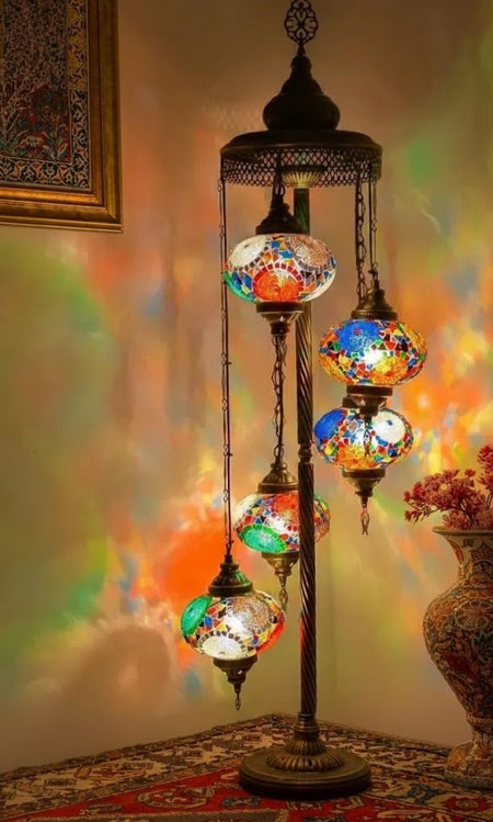 Turkish Mosaic Floor Lamp – 5 Globe - MALLTURK