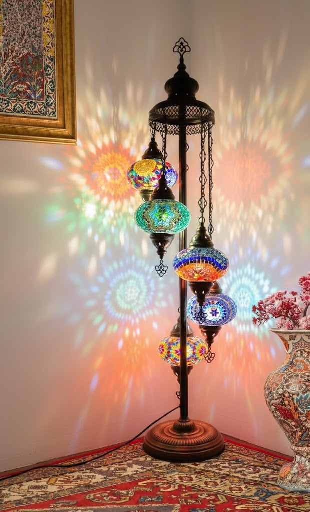 Turkish Mosaic Floor Lamp – 5 Globe