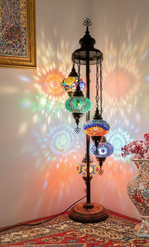 Turkish Mosaic Floor Lamp – 5 Globe - MALLTURK