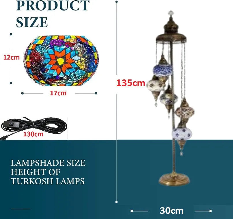 Turkish Mosaic Floor Lamp – 5 Globe