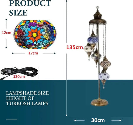 Turkish Mosaic Floor Lamp – 5 Globe - MALLTURK