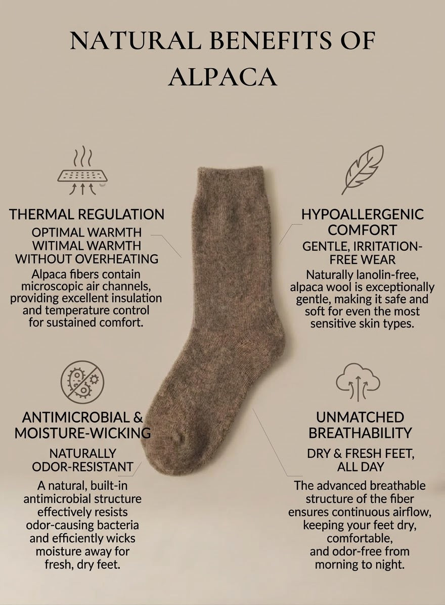 Chaussettes d’hiver en laine d’alpaga naturelle