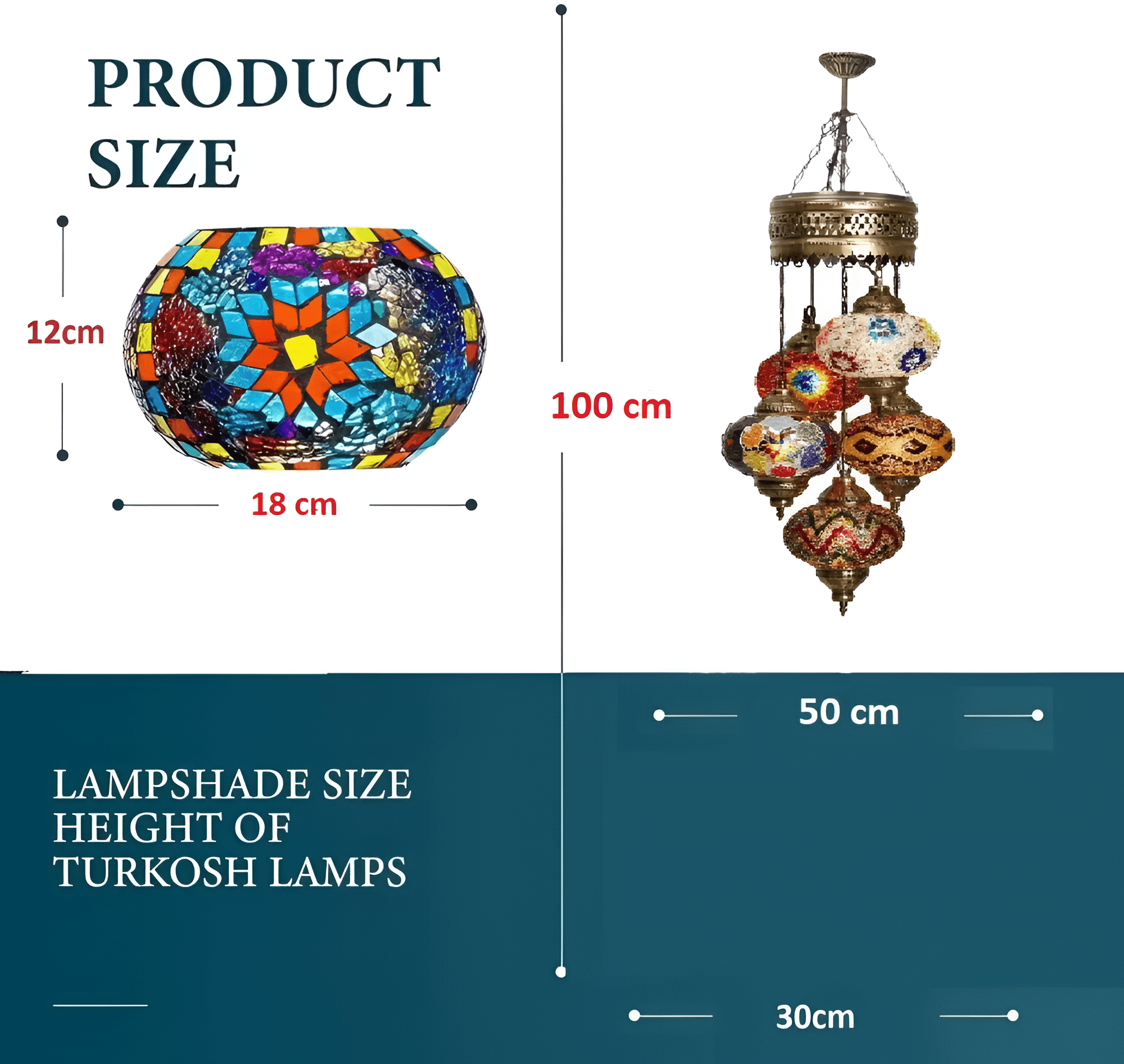 Turkish Mosaic Chandelier – 5 Globe - MALLTURK