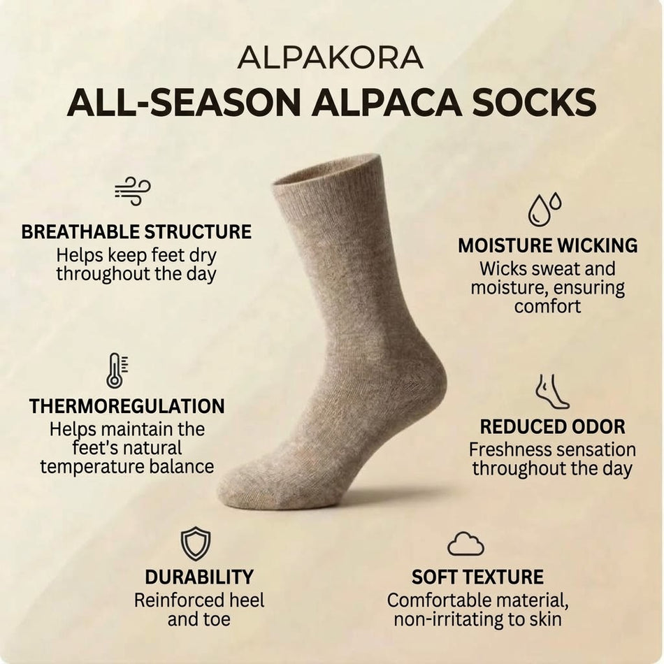 Chaussettes d’hiver en laine d’alpaga naturelle