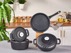 TAC Carabella 7-Piece Cast Iron Cookware Set Black