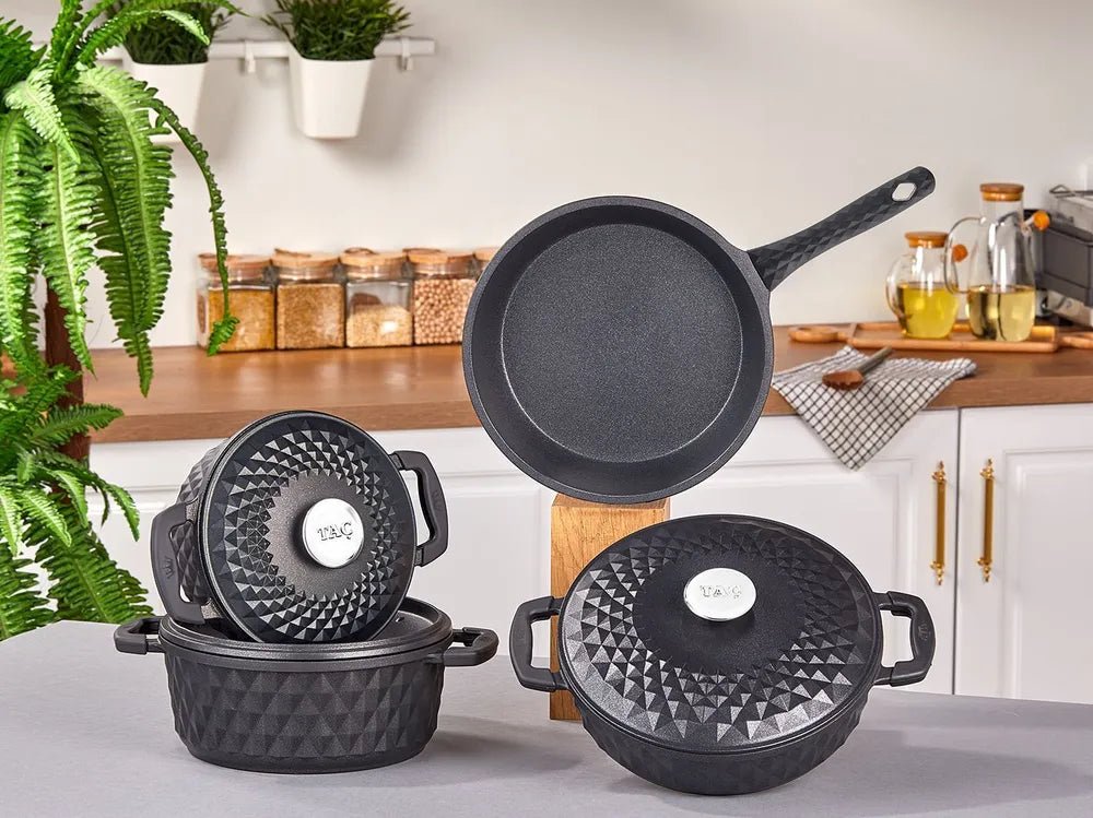 TAC Carabella 7-Piece Cast Iron Cookware Set Black - MALLTURK