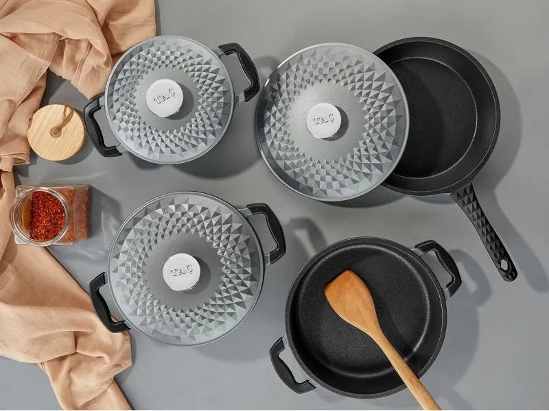 TAC Carabella 7-Piece Cast Iron Cookware Set, Gray - MALLTURK