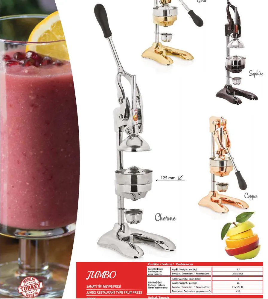 Maskot Jumbo Chrome Professional Manual Pomegranate and Citrus Juicer