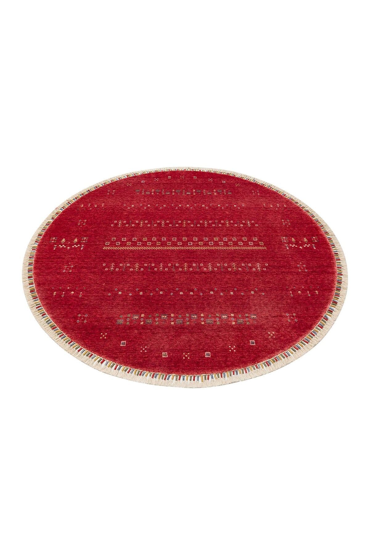 Eko Hali Zara ZR 06 Red Round Special Loom Carpet with Special Dyeing Process for increased Durability - MALLTURK