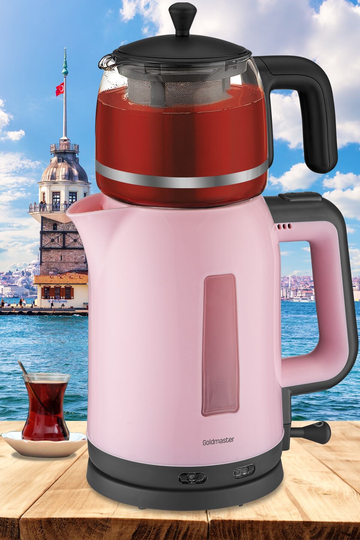 GoldMaster Daisy Pink 2200 Watt Tea Maker and Water Heater with Glass Teapot - MALLTURK
