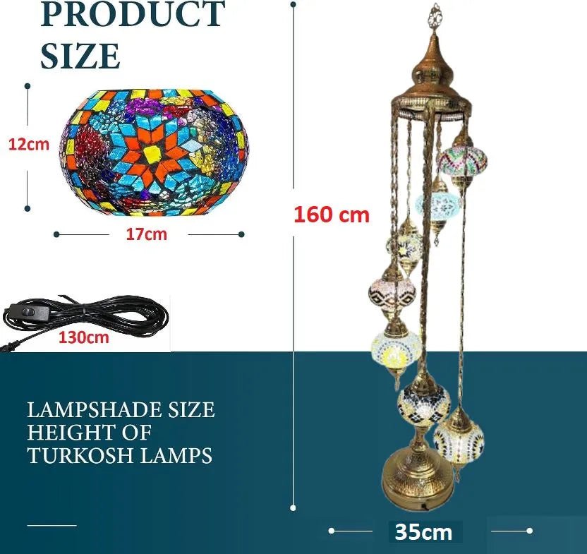 Turkish Mosaic Floor Lamp – 7 Globe - MALLTURK