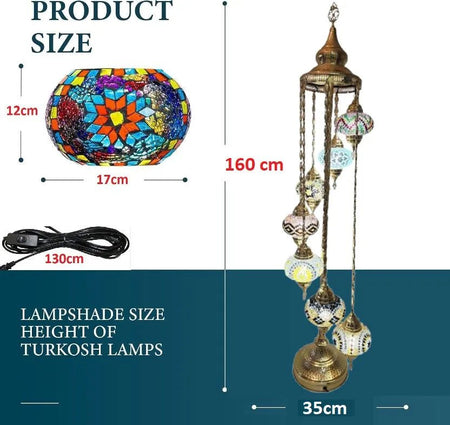 Turkish Mosaic Floor Lamp – 7 Globe - MALLTURK