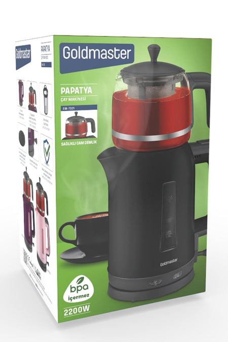 GoldMaster Daisy Pink 2200 Watt Tea Maker and Water Heater with Glass Teapot - MALLTURK