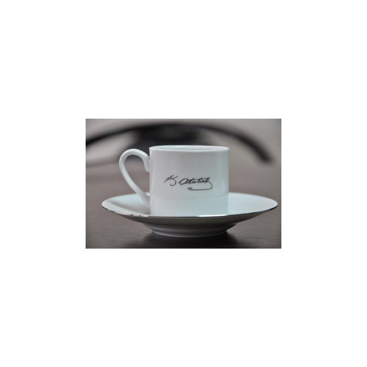Kutahya Porselen Ataturk Signature 12-Piece Turkish Coffee Cup Set for 6 - MALLTURK