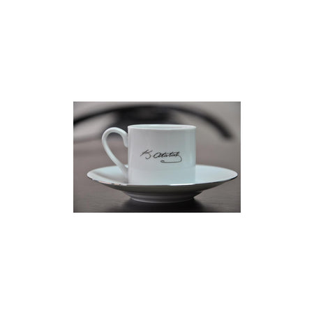 Kutahya Porselen Ataturk Signature 12-Piece Turkish Coffee Cup Set for 6 - MALLTURK