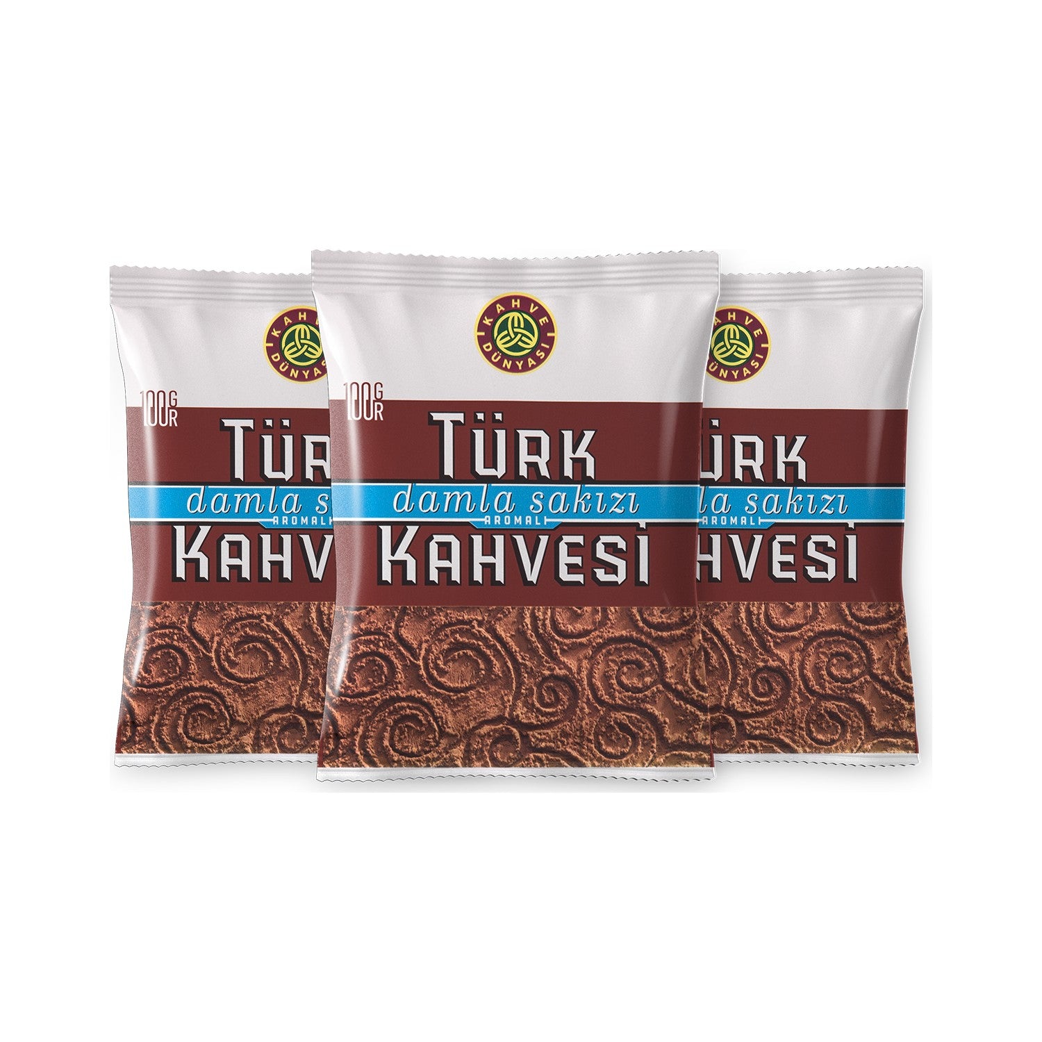 Coffee World 100g Pack of 3 Mastic Gum Flavored Turkish Coffee - Made in Turkiye - MALLTURK