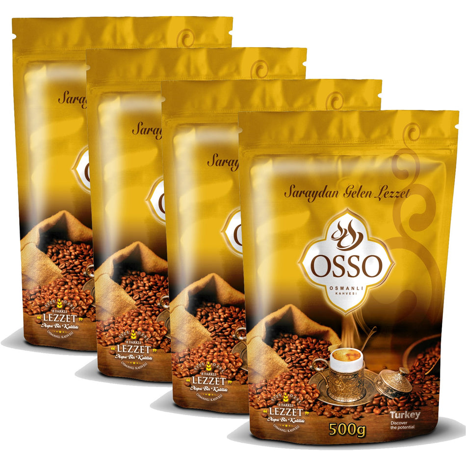 Osso Ottoman Coffee 500 gr x 4 Packs - Originating from Turkiye - intense Aroma and Caffeinated Flavor - MALLTURK