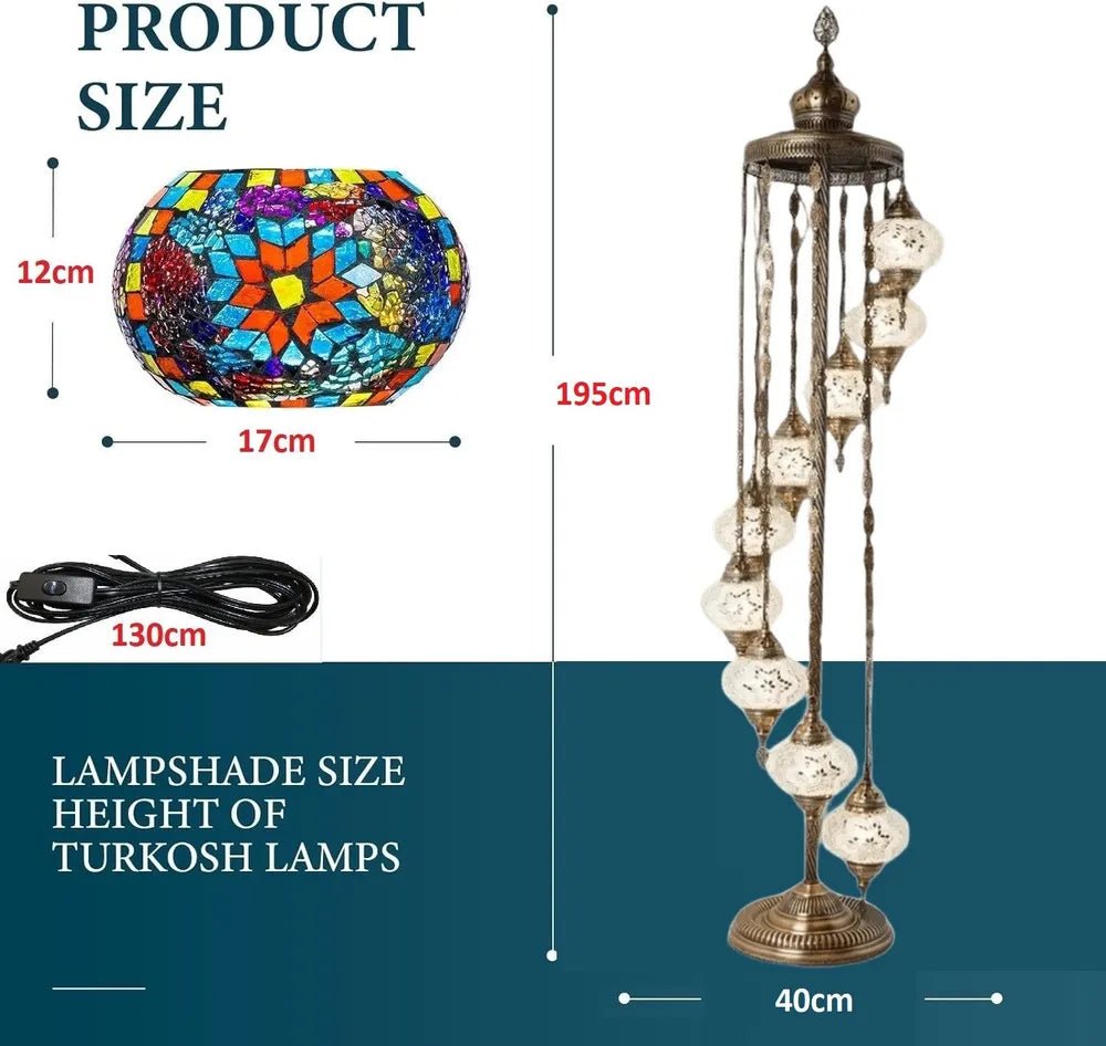 Turkish Mosaic Floor Lamp – 9 Globe - MALLTURK