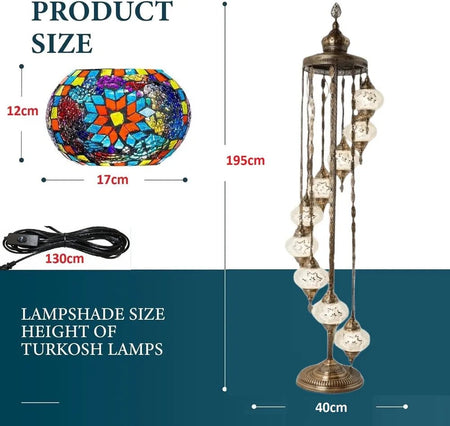 Turkish Mosaic Floor Lamp – 9 Globe - MALLTURK