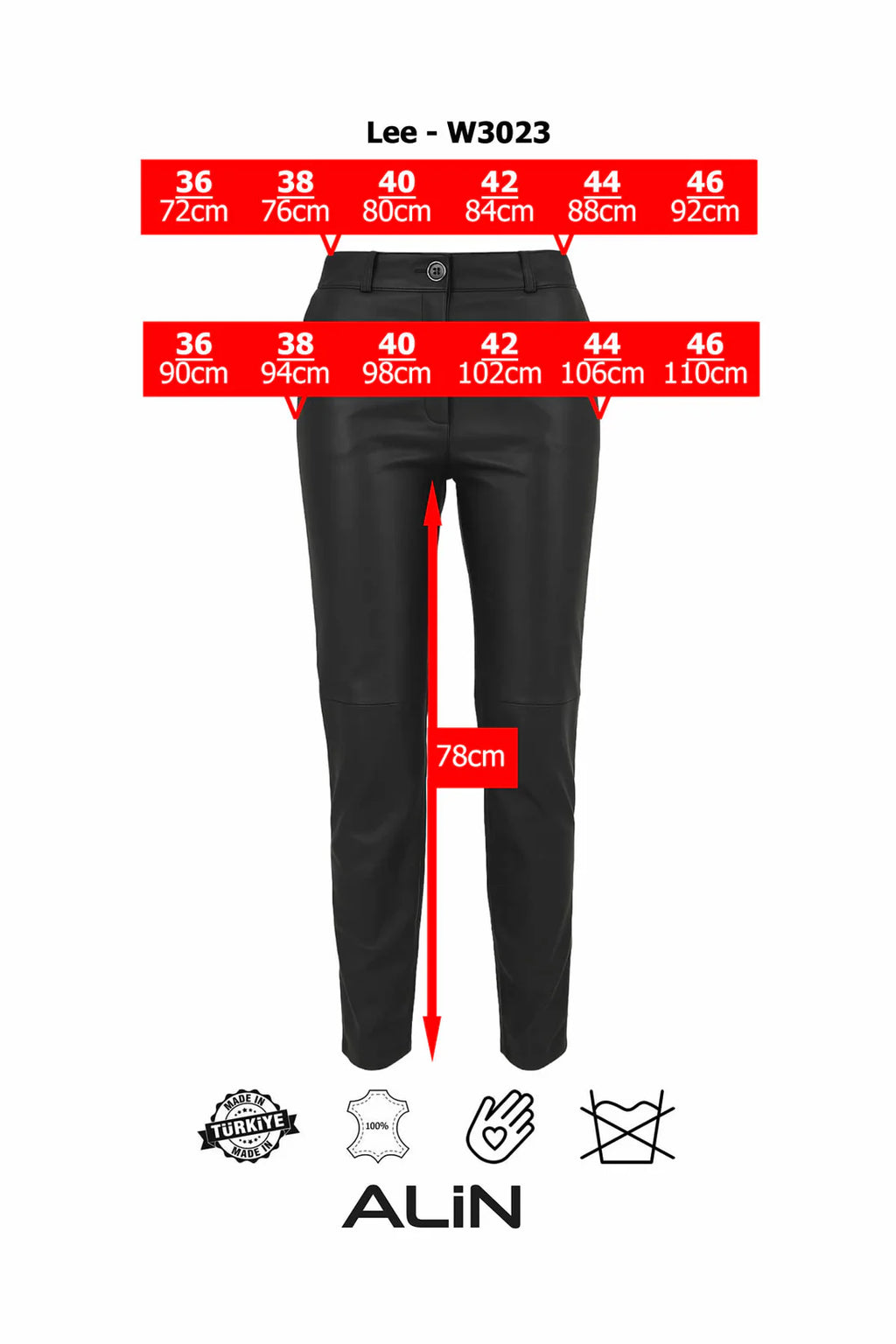 100% Genuine leather women's trousers