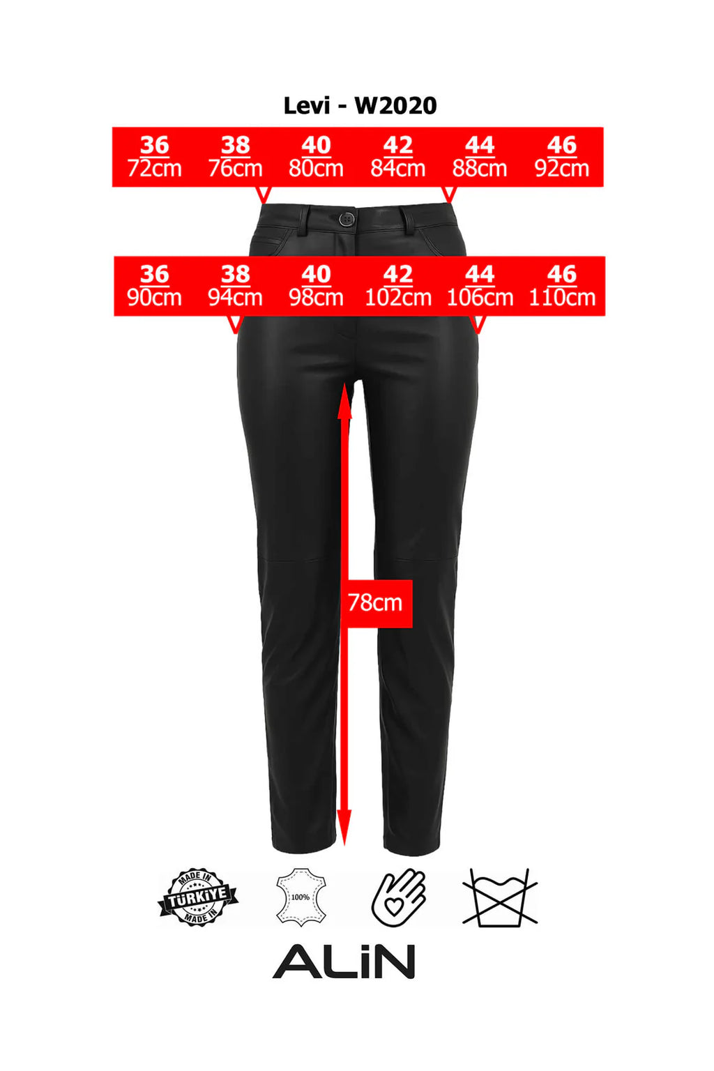 100% Genuine leather women's trousers